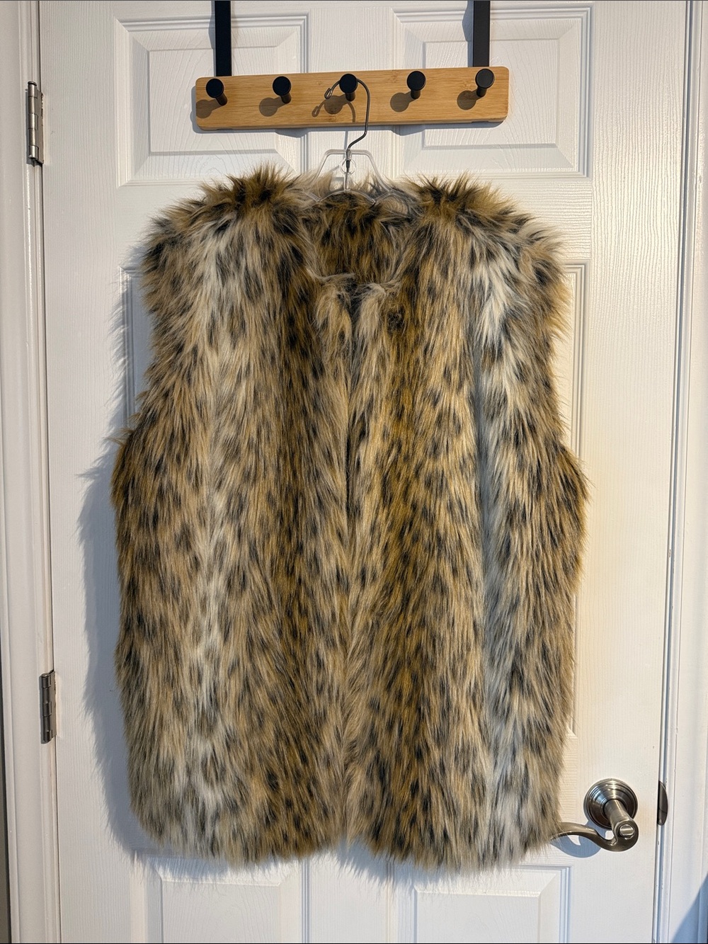 Leopard Print Faux Fur Vest - Women's Brown